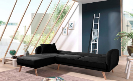 Folke - Canapé d'angle réversible scandinave convertible en tissu - 239x85x158cm Folke - Canapé d'angle réversible scandinave convertible en tissu - 239x85x158cm