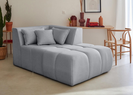 Module d'assise méridienne droit en tissu Caracas