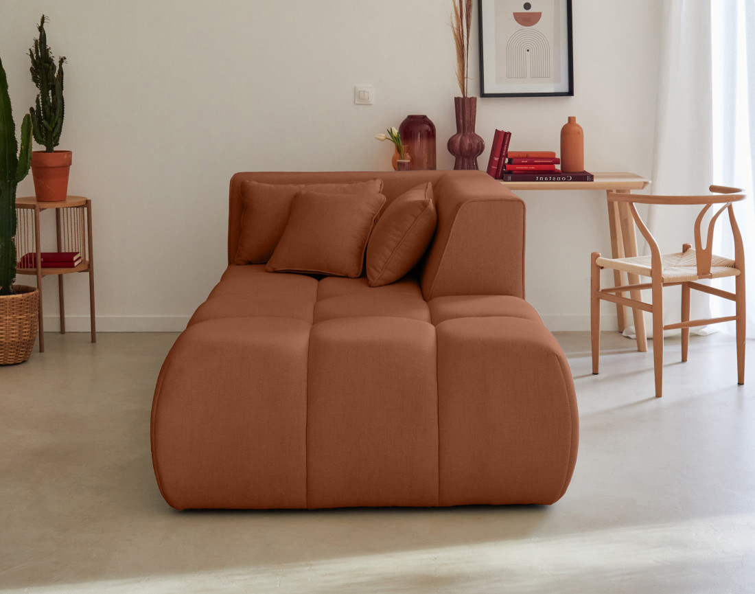 Module d'assise méridienne droit en tissu Caracas