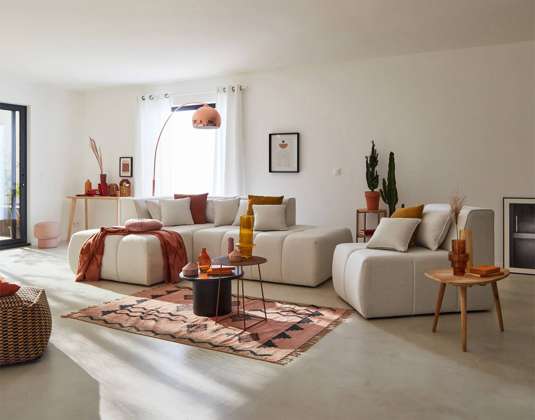 Module d'assise sans accoudoirs en tissu Caracas