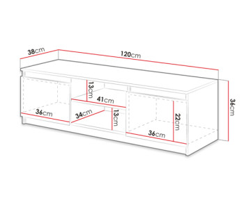 Robin meuble tv 2 portes et 2 niches 120 cm