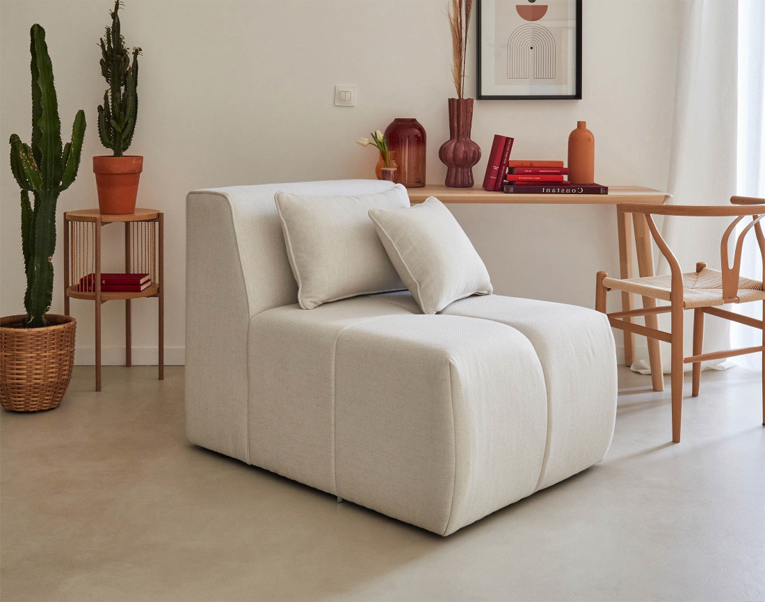 Canapé modulable d'angle droit 5 places en tissu Caracas