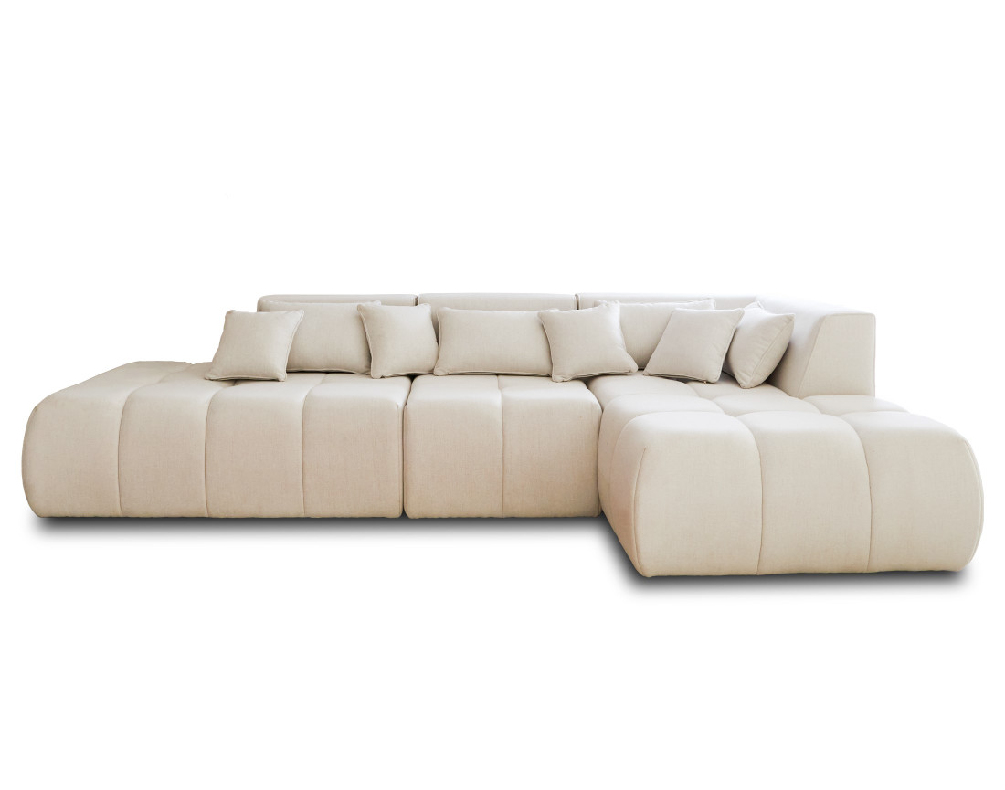 Canapé modulable d'angle droit 5 places en tissu Caracas