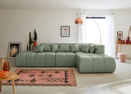 Canapé modulable d'angle droit 5 places en tissu Caracas