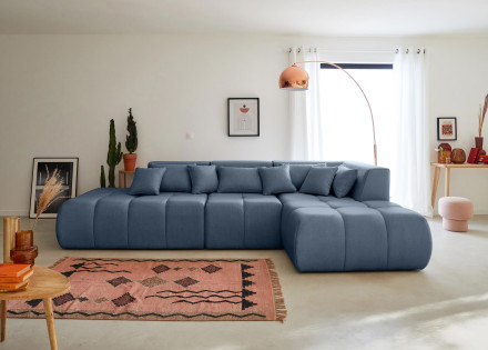 Canapé modulable d'angle droit 5 places en tissu Caracas