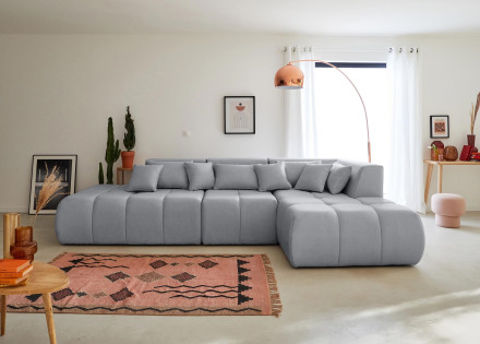Canapé modulable d'angle droit 5 places en tissu Caracas