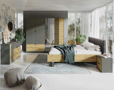 Lit 160x200 cm en bois et velours côtelé Nicosie