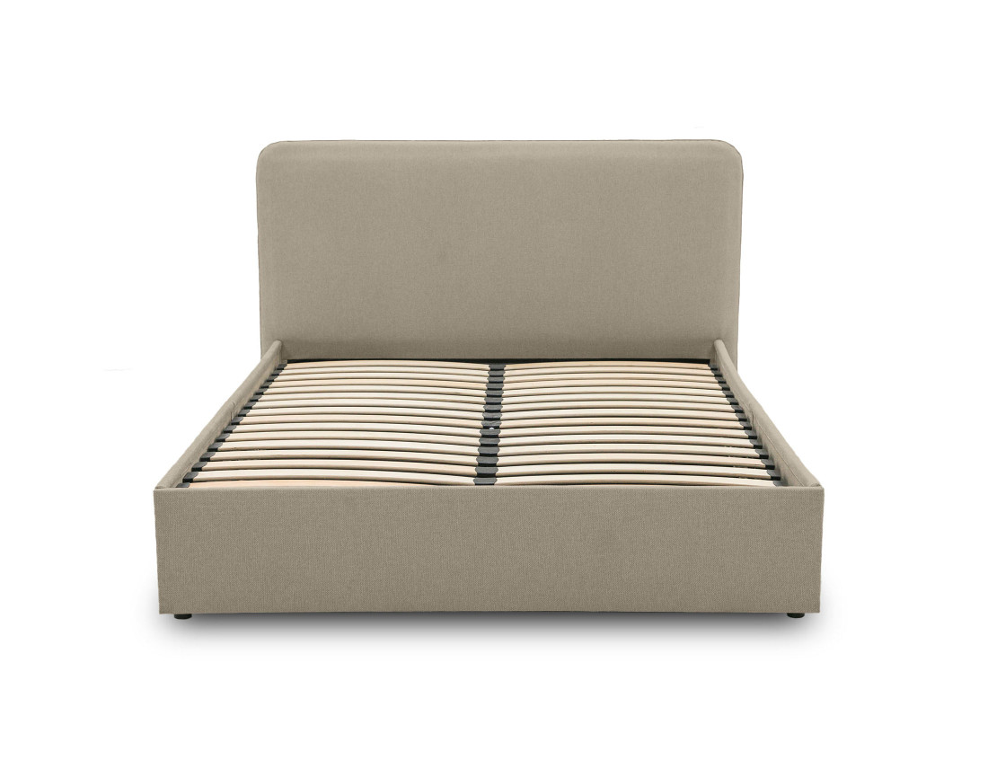 Lit coffre 160x200 cm avec sommier inclus en tissu Goyave