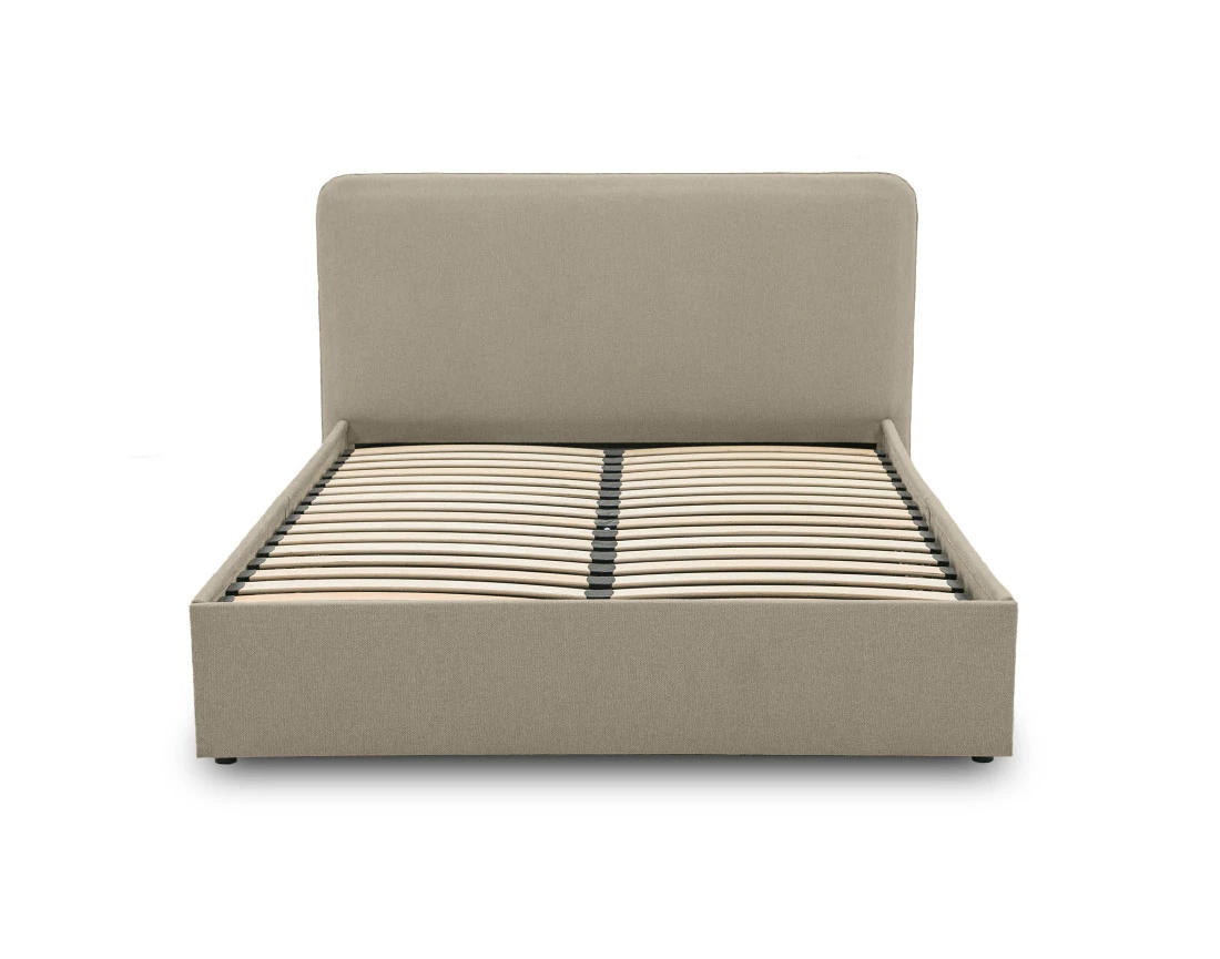 Lit coffre 160x200 cm avec sommier inclus en tissu Goyave