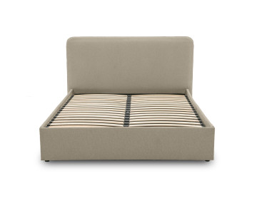 Lit coffre 160x200 cm avec sommier inclus en tissu Goyave