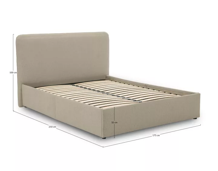 Lit coffre 160x200 cm avec sommier inclus en tissu Goyave