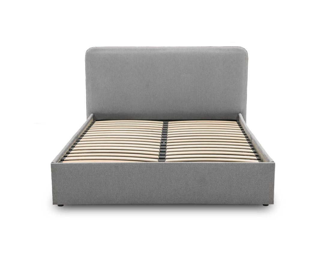 Lit coffre 160x200 cm avec sommier inclus en tissu Goyave