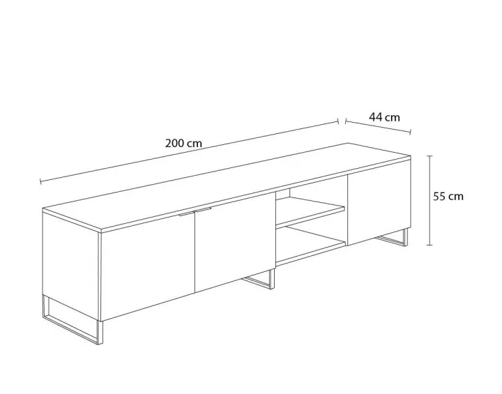 BOBOCHIC Auxane - meuble TV bois et noir - style contemporain - 200 cm