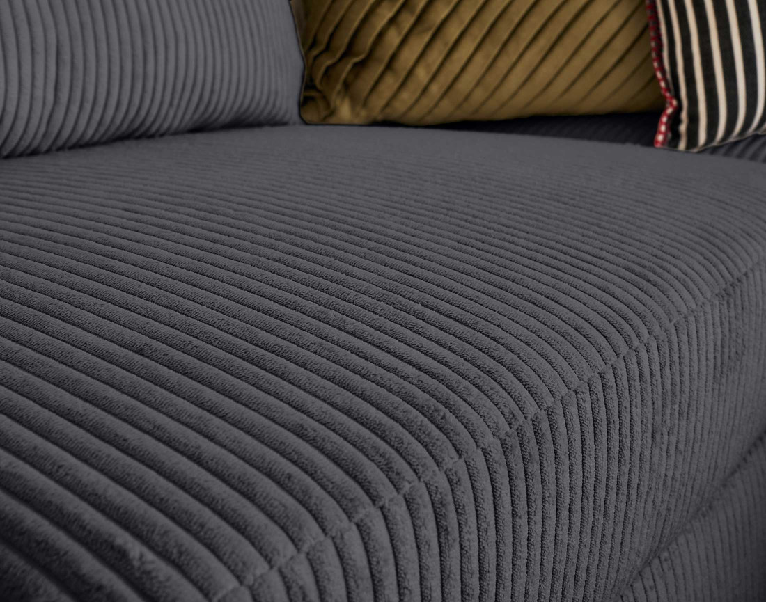 Canapé d'angle réversible 5 places convertible avec coffre en velours côtelé - Aubépine