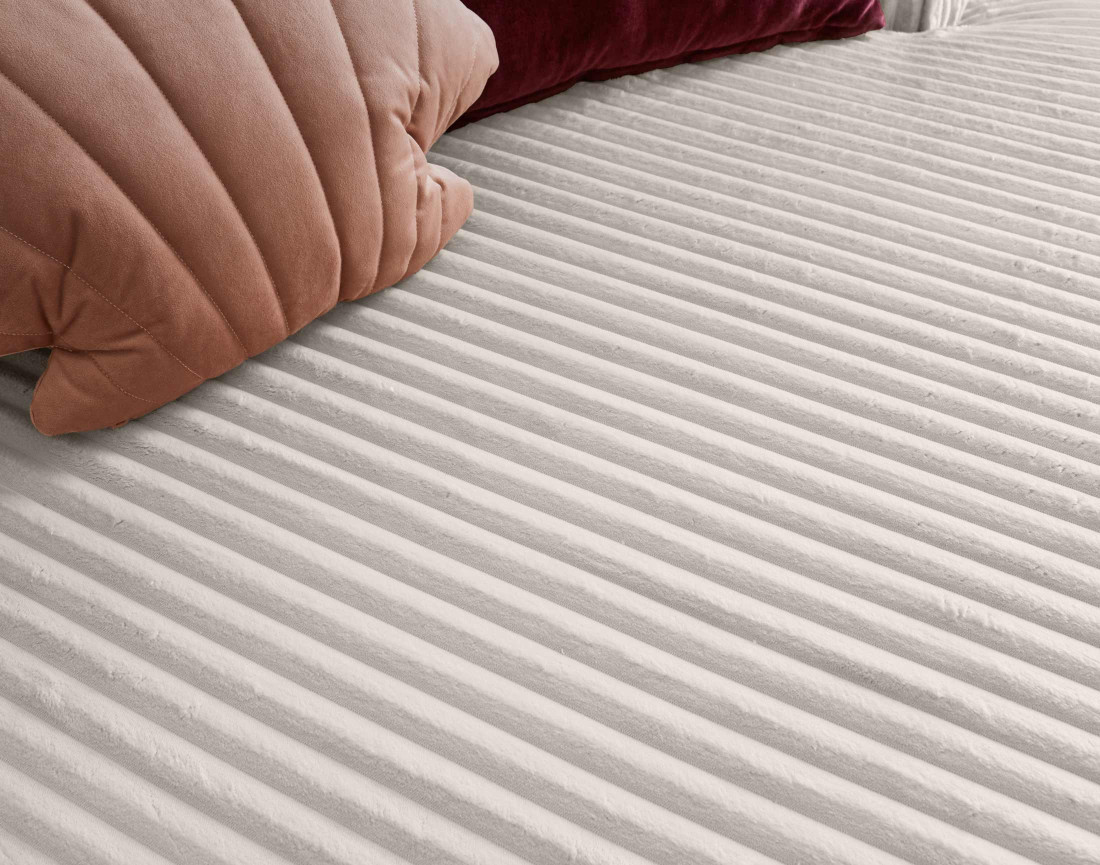 Canapé d'angle droit 4 places en velours côtelé grosses côtes Ela