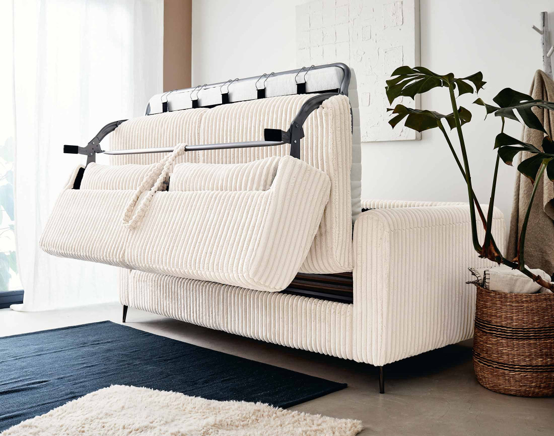 Canapé OWEN 3 places convertible express quotidien en grosses côtes | Best Mobilier