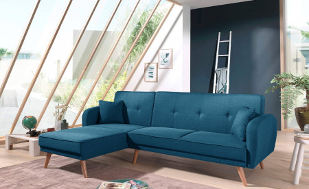 Folke - Canapé d'angle réversible scandinave convertible en tissu - 239x85x158cm Folke - Canapé d'angle réversible scandinave convertible en tissu - 239x85x158cm