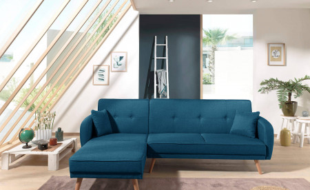 Folke - Canapé d'angle réversible scandinave convertible en tissu - 239x85x158cm Folke - Canapé d'angle réversible scandinave convertible en tissu - 239x85x158cm