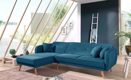 Folke - Canapé d'angle réversible scandinave convertible en tissu - 239x85x158cm Folke - Canapé d'angle réversible scandinave convertible en tissu - 239x85x158cm