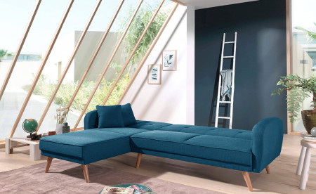 Folke - Canapé d'angle réversible scandinave convertible en tissu - 239x85x158cm Folke - Canapé d'angle réversible scandinave convertible en tissu - 239x85x158cm
