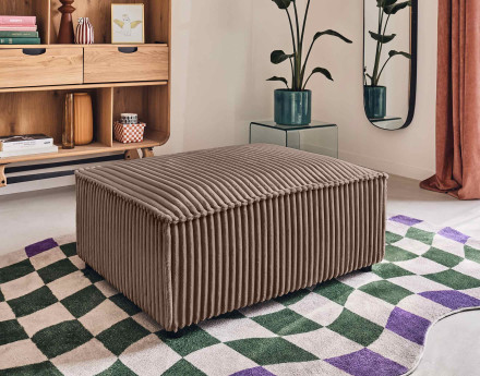 Pouf en velours côtelé grosses côtes Stella