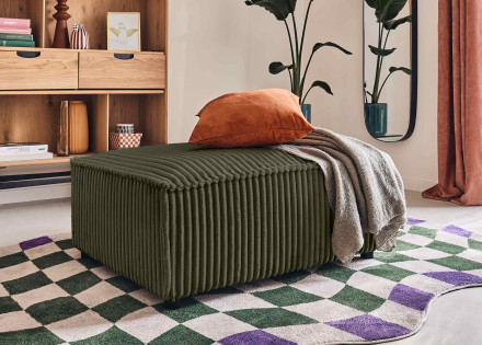 Pouf en velours côtelé grosses côtes Stella