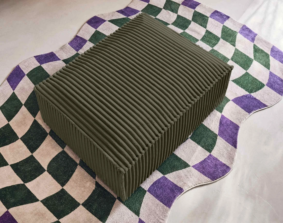 Pouf en velours côtelé grosses côtes Stella