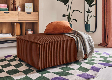 Pouf en velours côtelé grosses côtes Stella