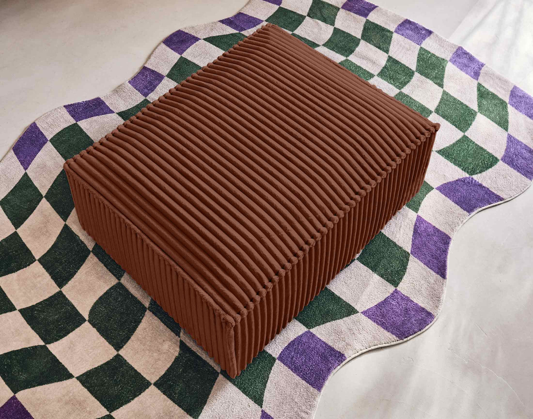 Pouf en velours côtelé grosses côtes Stella