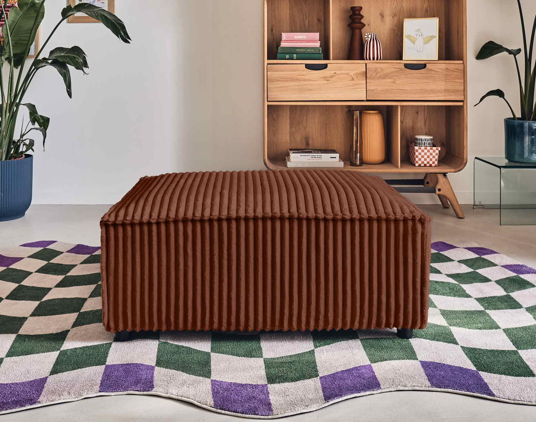 Pouf en velours côtelé grosses côtes Stella