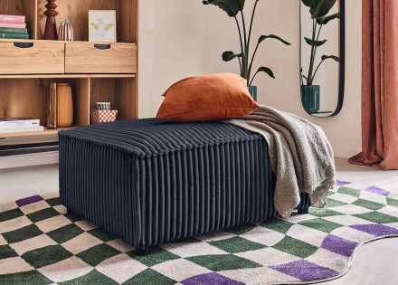 Pouf en velours côtelé grosses côtes Stella