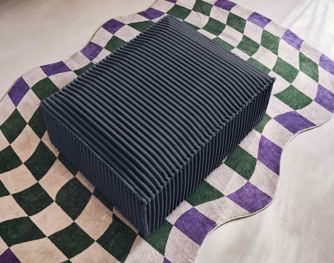 Pouf en velours côtelé grosses côtes Stella