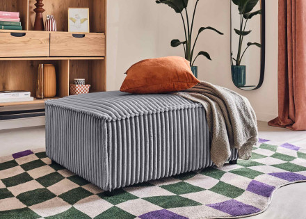 Pouf en velours côtelé grosses côtes Stella