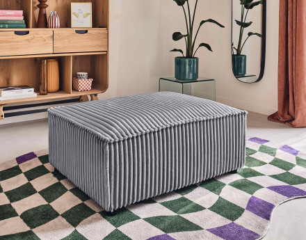 Pouf en velours côtelé grosses côtes Stella