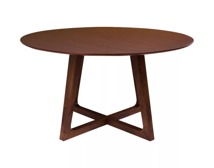 Table à manger ronde en bois plaquage noyer 137 cm Solin