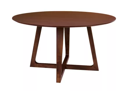 Table à manger ronde en bois plaquage noyer 137 cm Solin