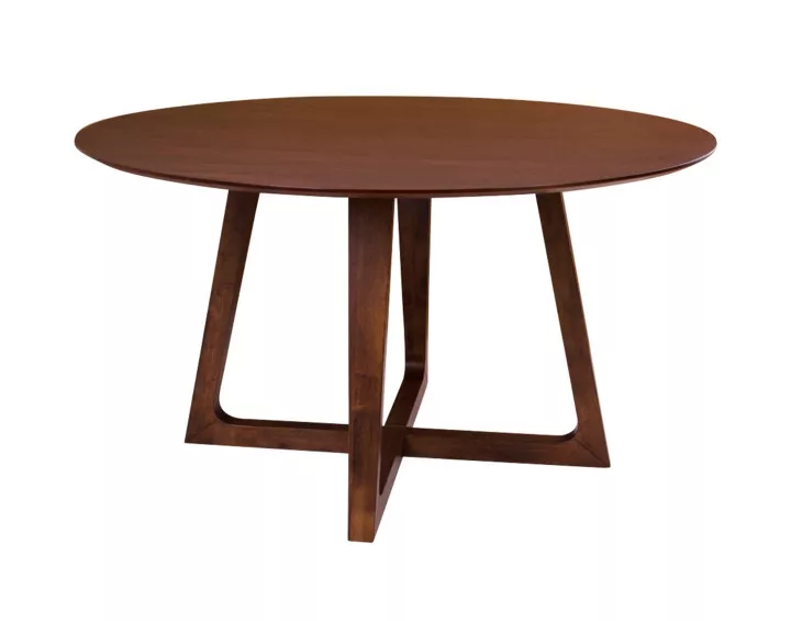 Table à manger ronde en bois plaquage noyer 137 cm Solin