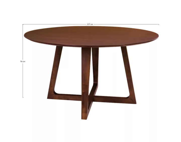 Table à manger ronde en bois plaquage noyer 137 cm Solin