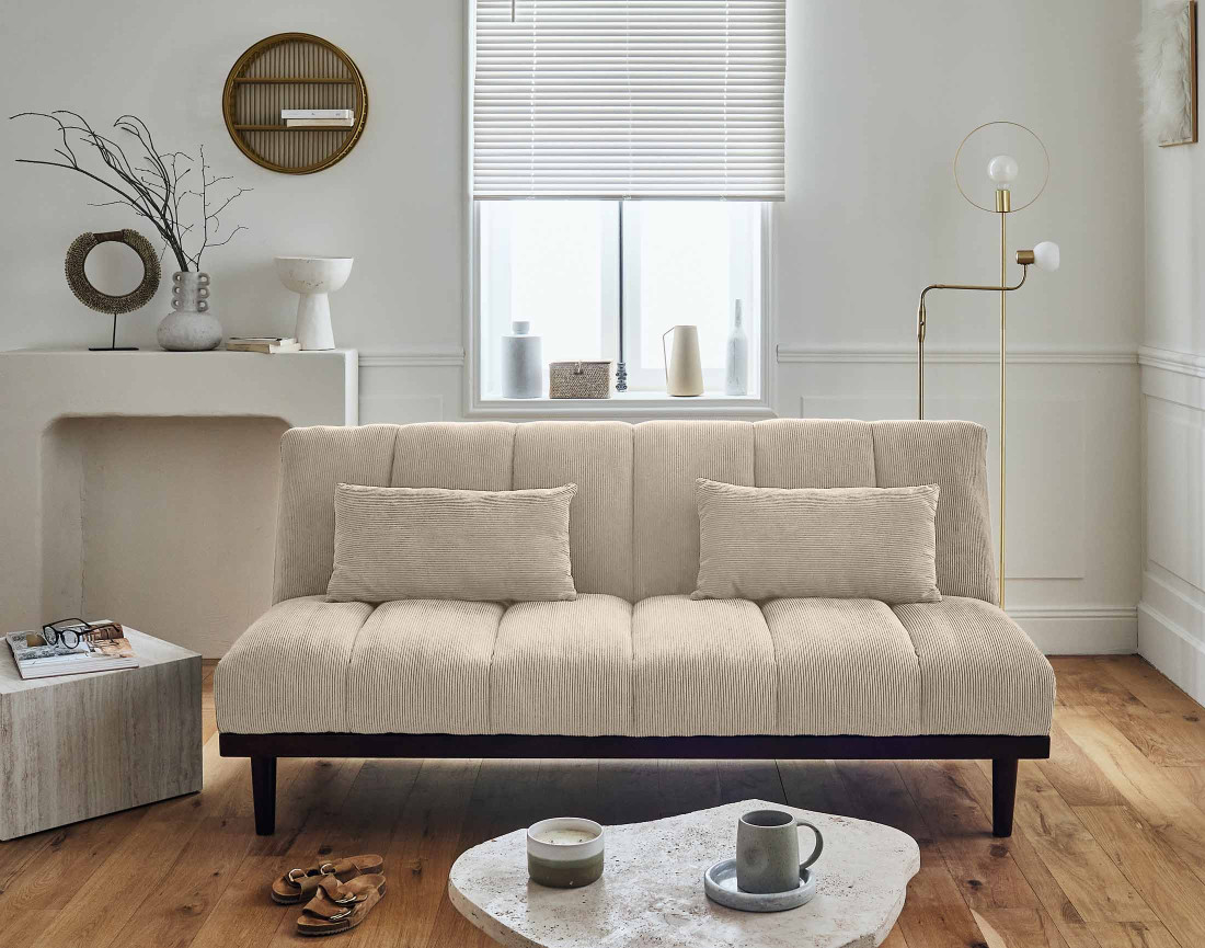 Canapé convertible clic-clac 2 places en velours côtelé Samarra Canapé convertible clic-clac 2 places en velours côtelé Samarra