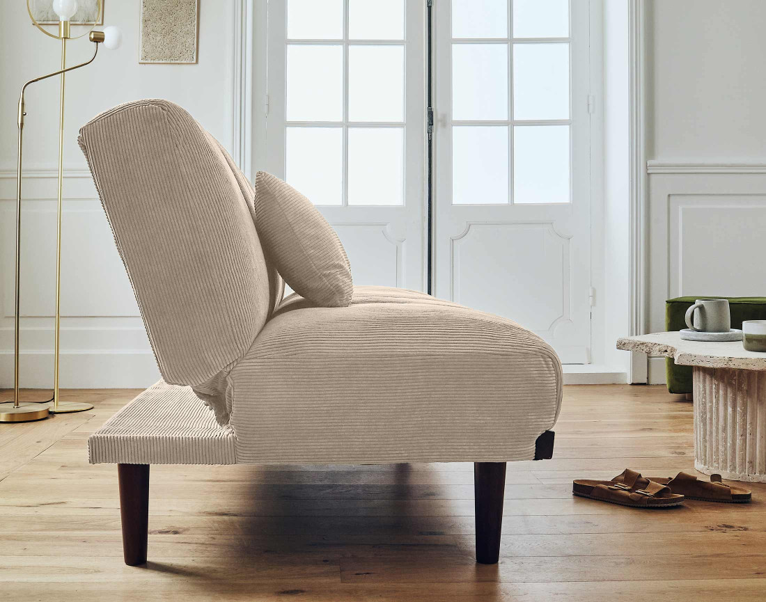 Canapé convertible clic-clac 2 places en velours côtelé Samarra Canapé convertible clic-clac 2 places en velours côtelé Samarra