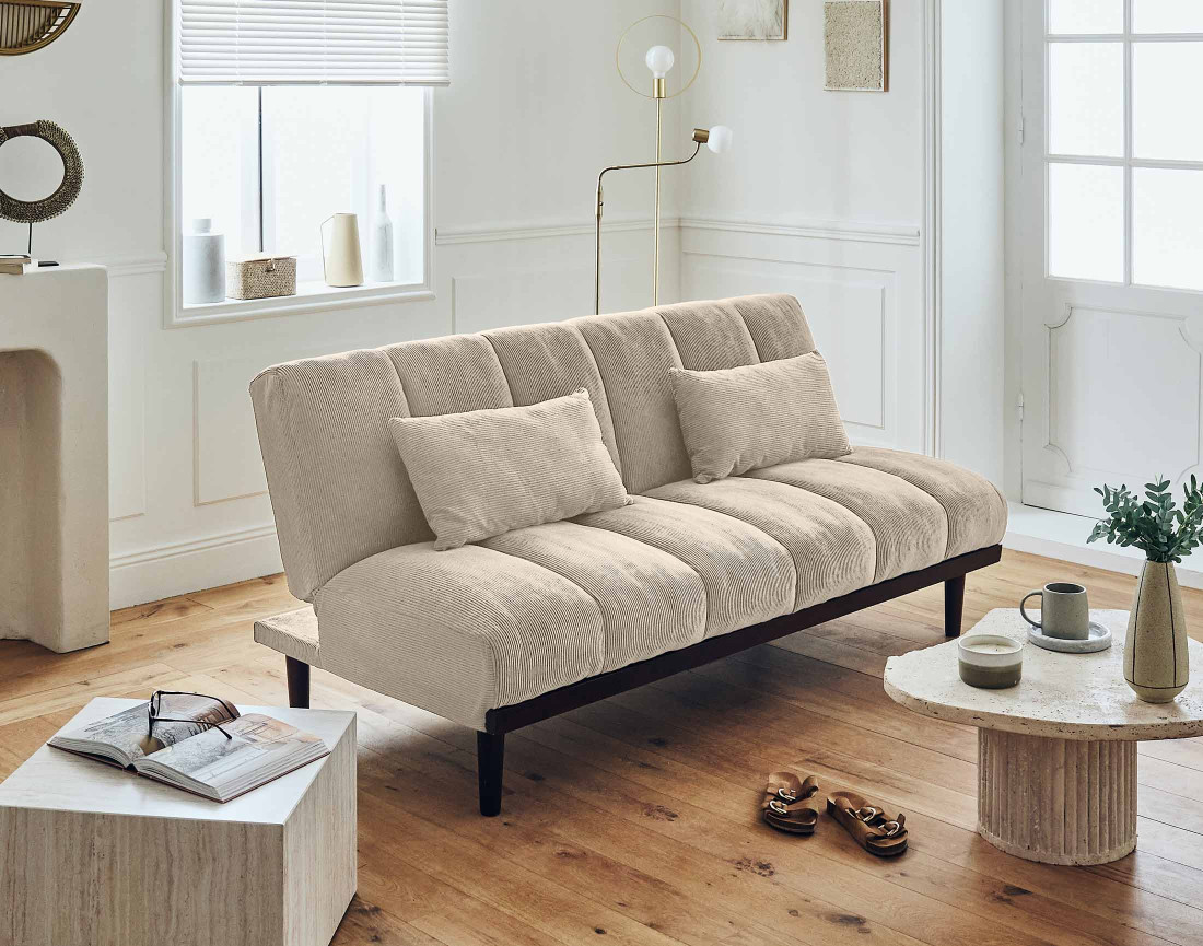 Canapé convertible clic-clac 2 places en velours côtelé Samarra Canapé convertible clic-clac 2 places en velours côtelé Samarra