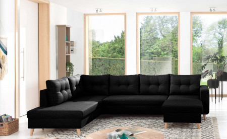 NORDIC - Canapé scandinave d'angle gauche panoramique convertible en tissu - 299x86x188cm NORDIC - Canapé scandinave d'angle gauche panoramique convertible en tissu - 299x86x188cm