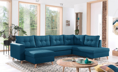 NORDIC - Canapé scandinave d'angle droite panoramique convertible en tissu - 299x86x188cm NORDIC - Canapé scandinave d'angle droite panoramique convertible en tissu - 299x86x188cm