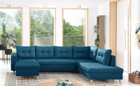 NORDIC - Canapé scandinave d'angle droite panoramique convertible en tissu - 299x86x188cm NORDIC - Canapé scandinave d'angle droite panoramique convertible en tissu - 299x86x188cm