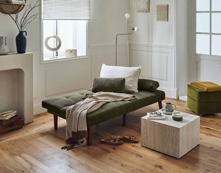 Canapé convertible clic-clac 2 places en velours côtelé Philae