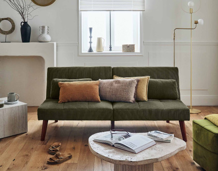 Canapé convertible clic-clac 2 places en velours côtelé Philae