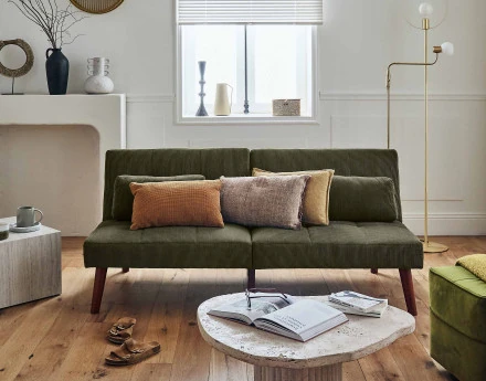 Canapé convertible clic-clac 2 places en velours côtelé Philae