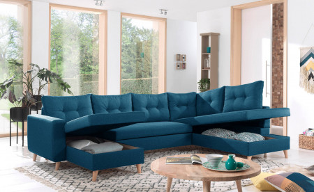 NORDIC - Canapé scandinave d'angle droite panoramique convertible en tissu - 299x86x188cm NORDIC - Canapé scandinave d'angle droite panoramique convertible en tissu - 299x86x188cm