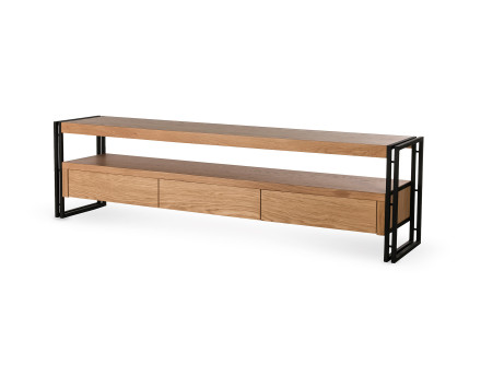 Meuble TV bois et noir 3 tiroirs 200 cm Bogota