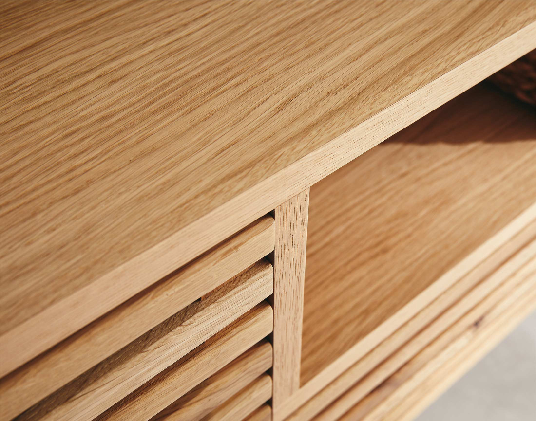 Meuble TV bois et noir 2 portes, 1 tiroir et 1 niche 200 cm Medellin